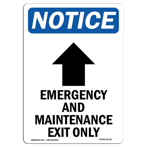Sign, 5" H, Emergency And Maintenance Sign With Symbol, Portrait, NS-D-35-V-11751-10PK